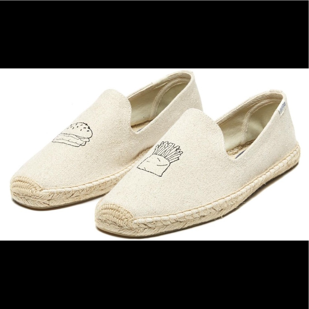 Soludos Tan Beige Espadrille Flat Burger/Fries 10